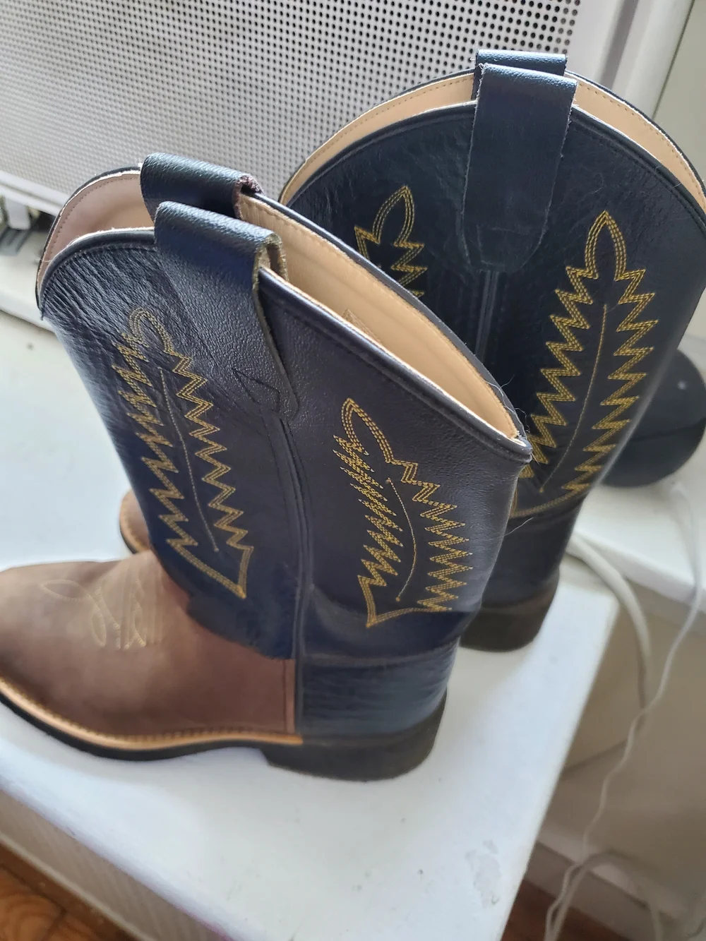 Old West Brown and Black Kids Cowboy Boots
